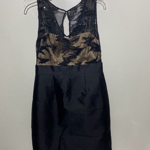 Kay Unger Women's Black Sequined Sheer Satin Sleeveless Sheath Dress Size 6 - Picture 1 of 7
